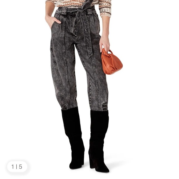 NWOT Ulla Johnson Carmen Acid Washed Blk Button Ankle Straight Fit Jeans Size 6 - Picture 5 of 15